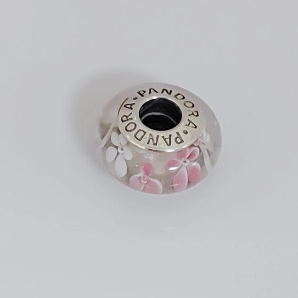 Pandora Pink Flower Murano Glass Charm Bead with box - Picture 2 of 3
